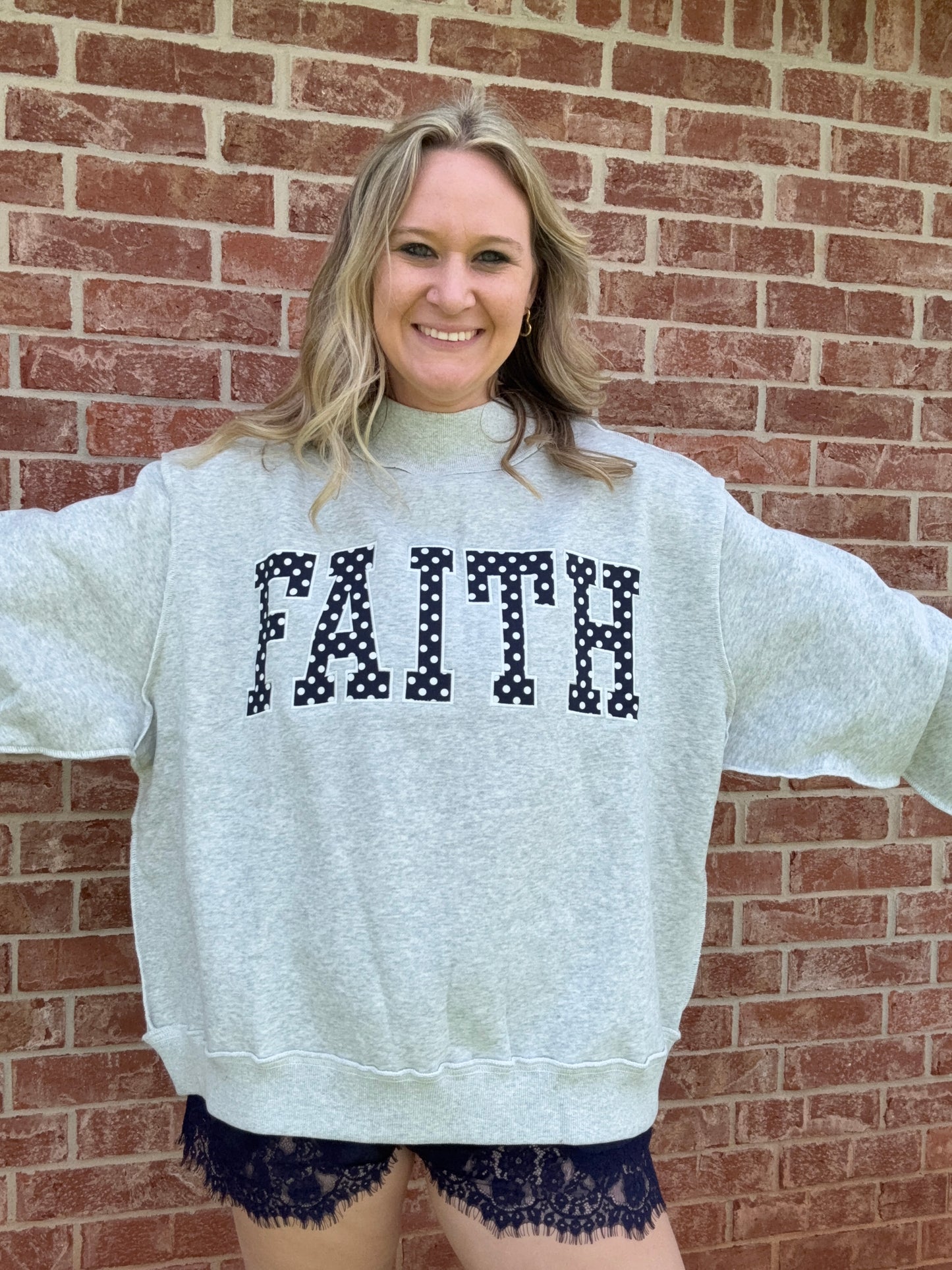 Faith oversized gray mock neck sweatshirt