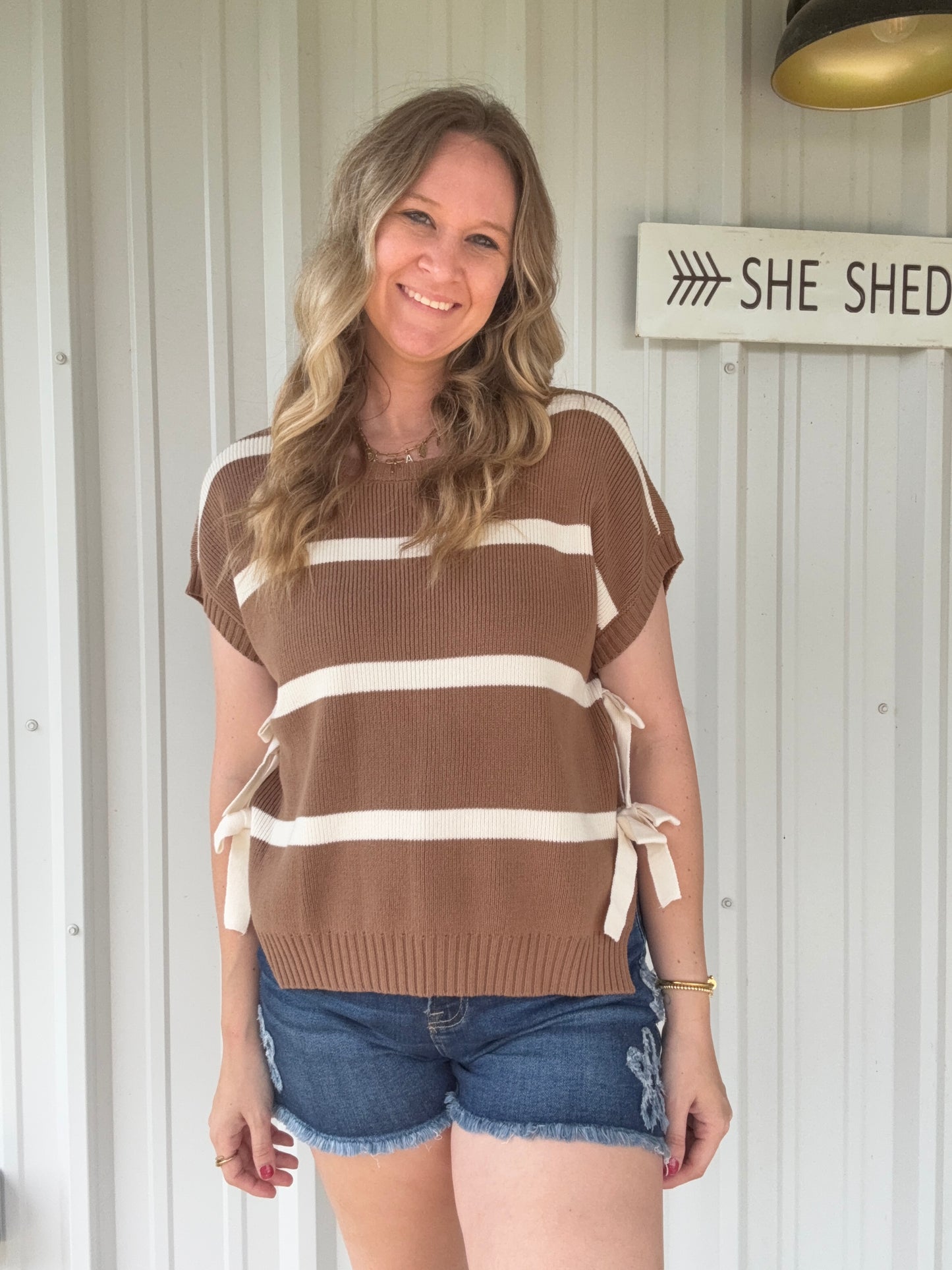 Brown Stripe Side Tie