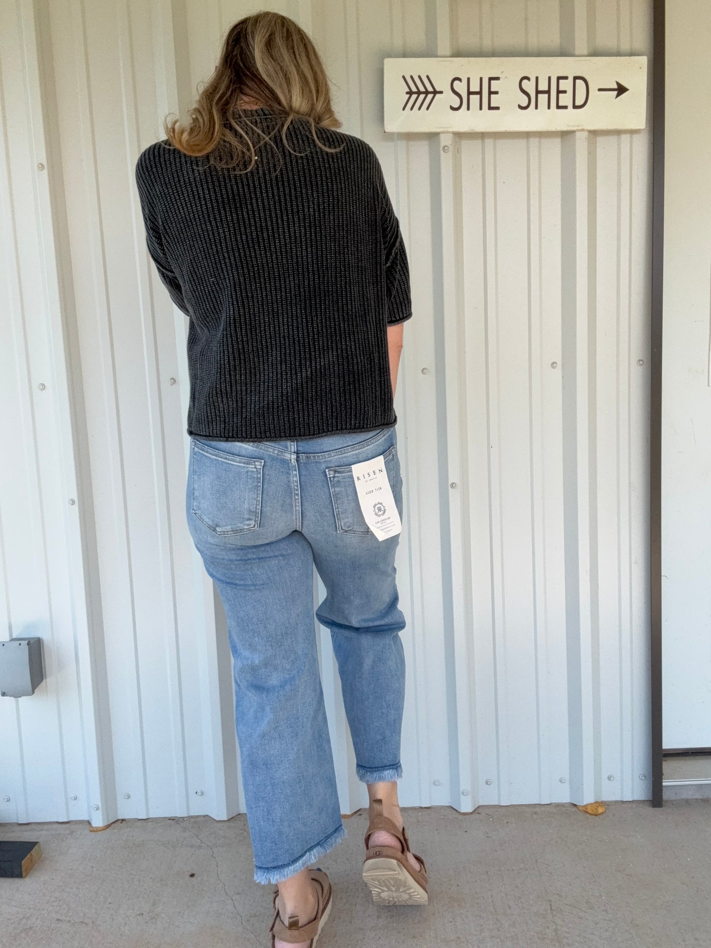 Risen Light Wash Frayed Hem Jeans