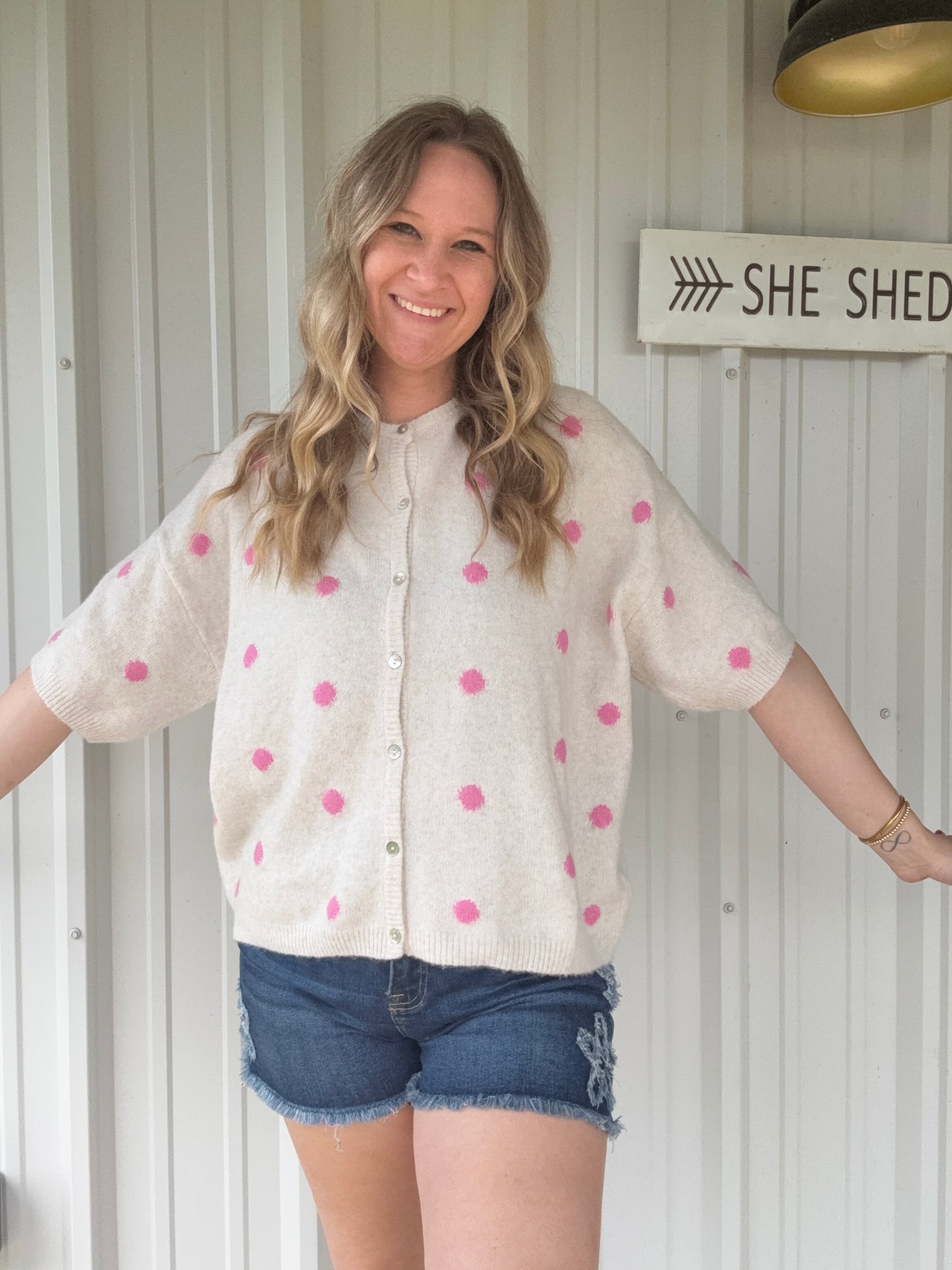 Pink Polka Dot Cardi