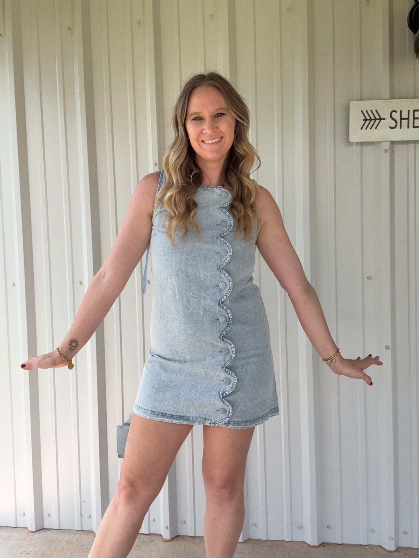 Scallop Denim Dress