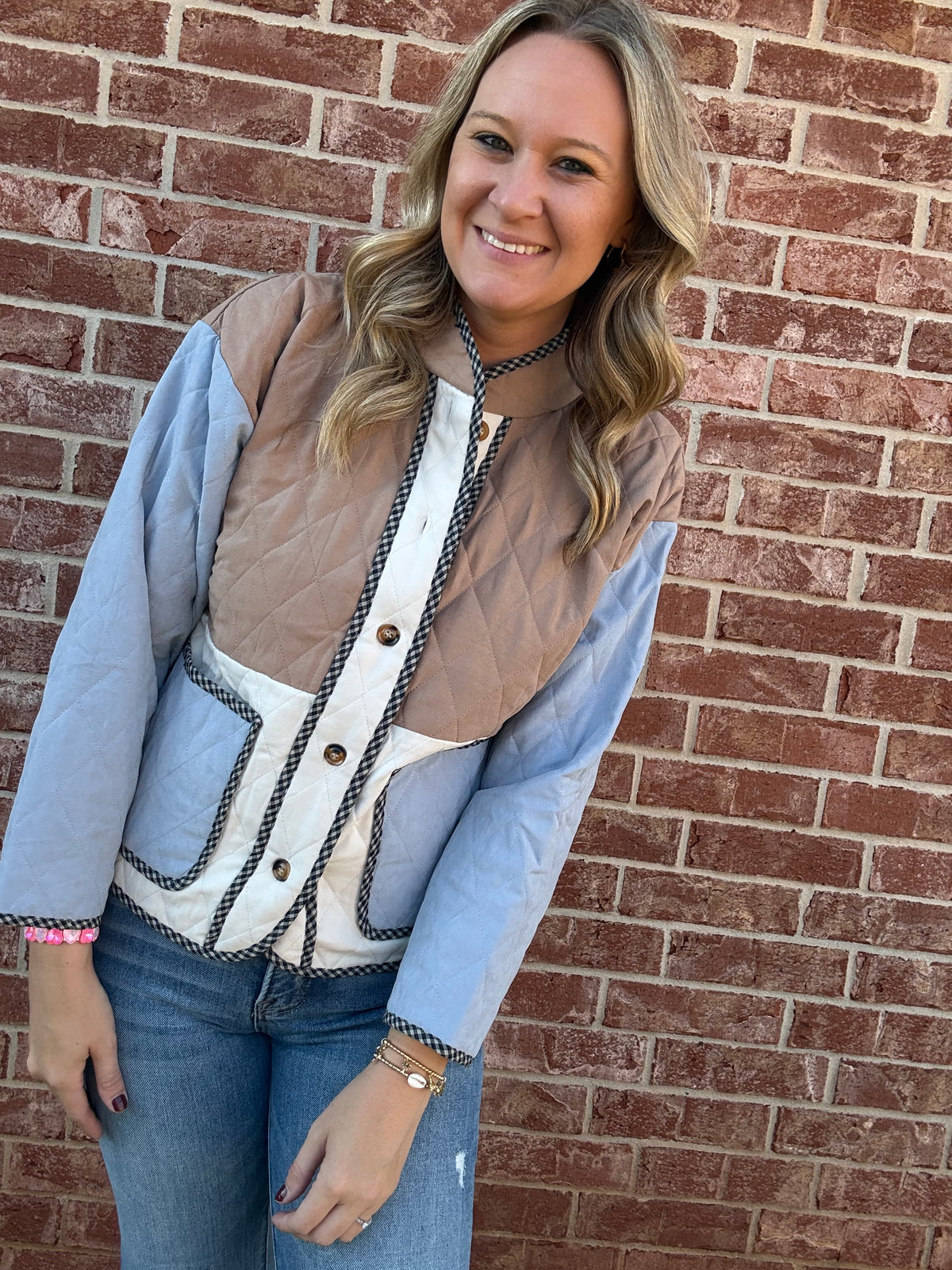 Quilted Color block Jacket