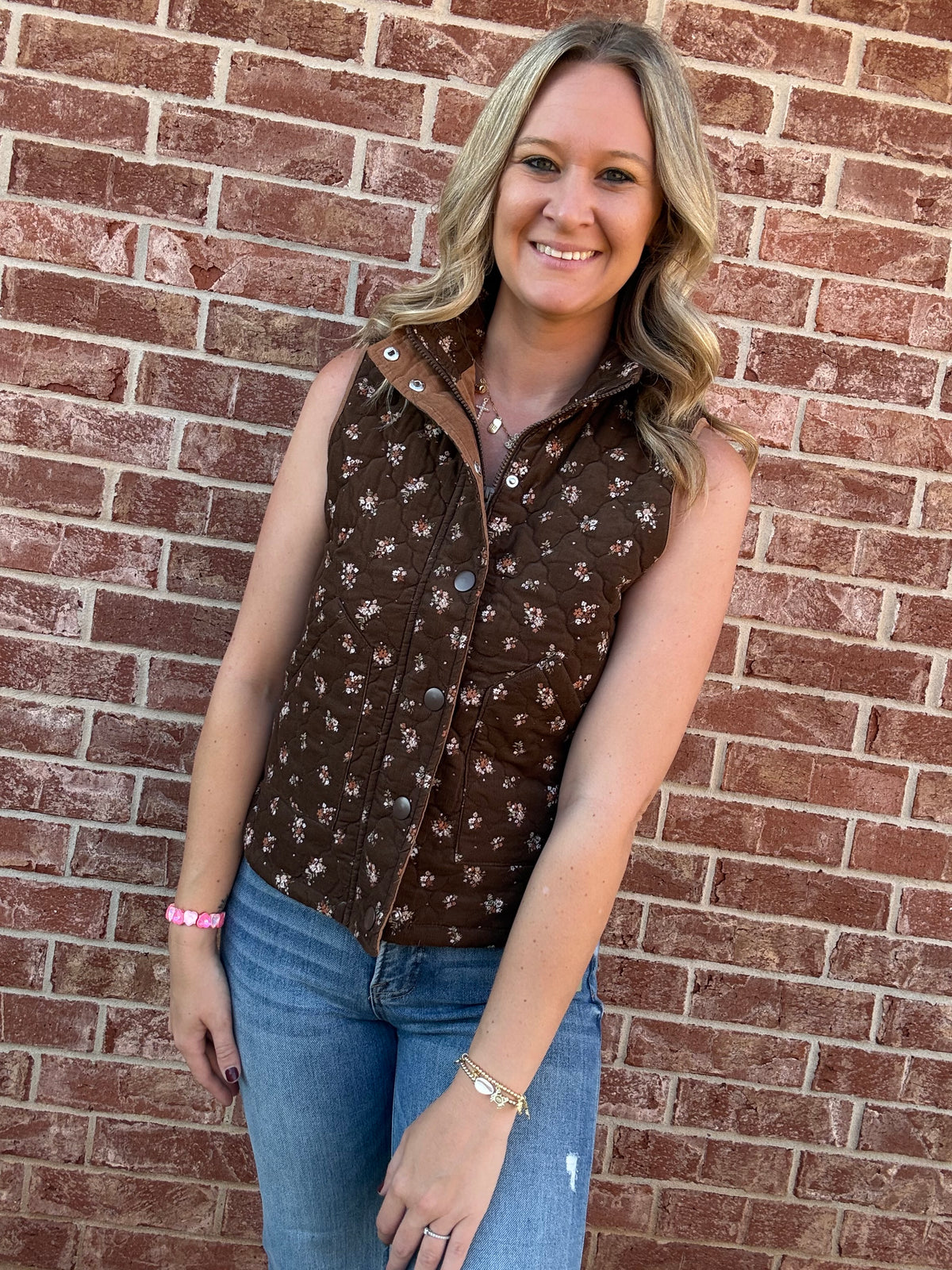 Brown Floral Vest