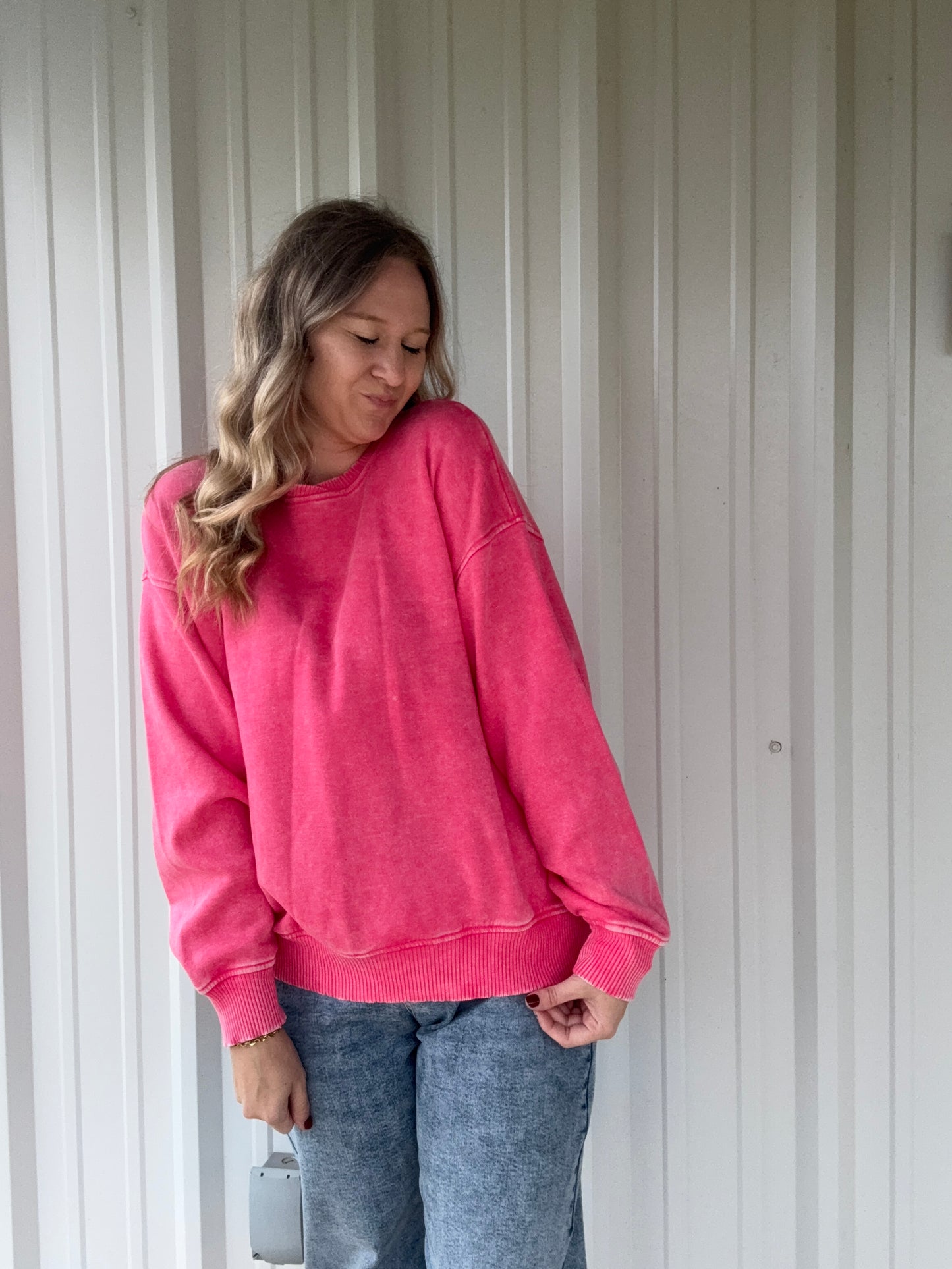 Pink Acid Wash Sweatshirt