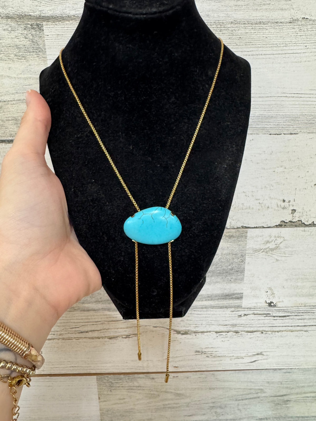 Turquoise Charm Bolo Necklace