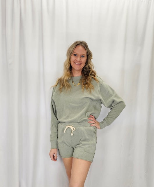 Sage long sleeve short set