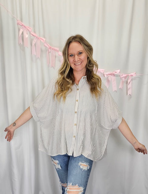 Brown Striped Button Up