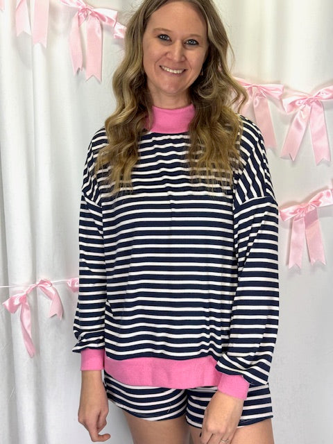 Blue and Pink Striped Set