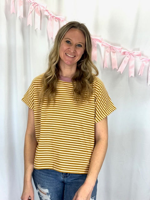 Mustard Stripped Top
