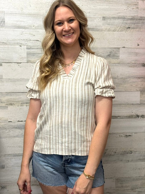 Khaki Ruffle Blouse
