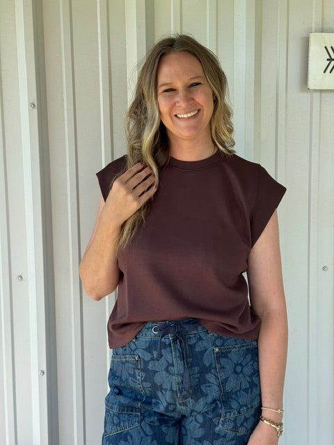 Brown Top with Sleeve Detail