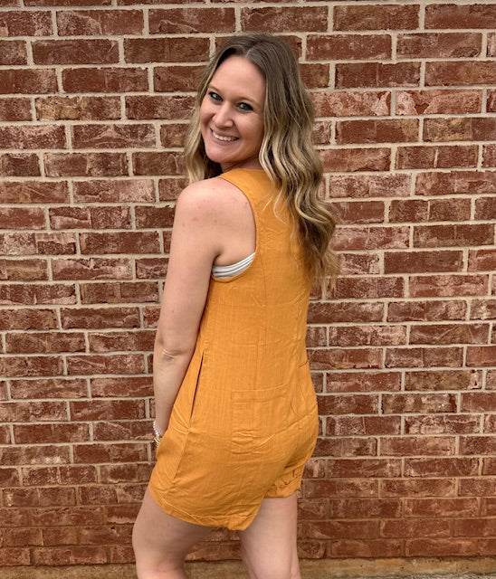 Mustard Linen Romper