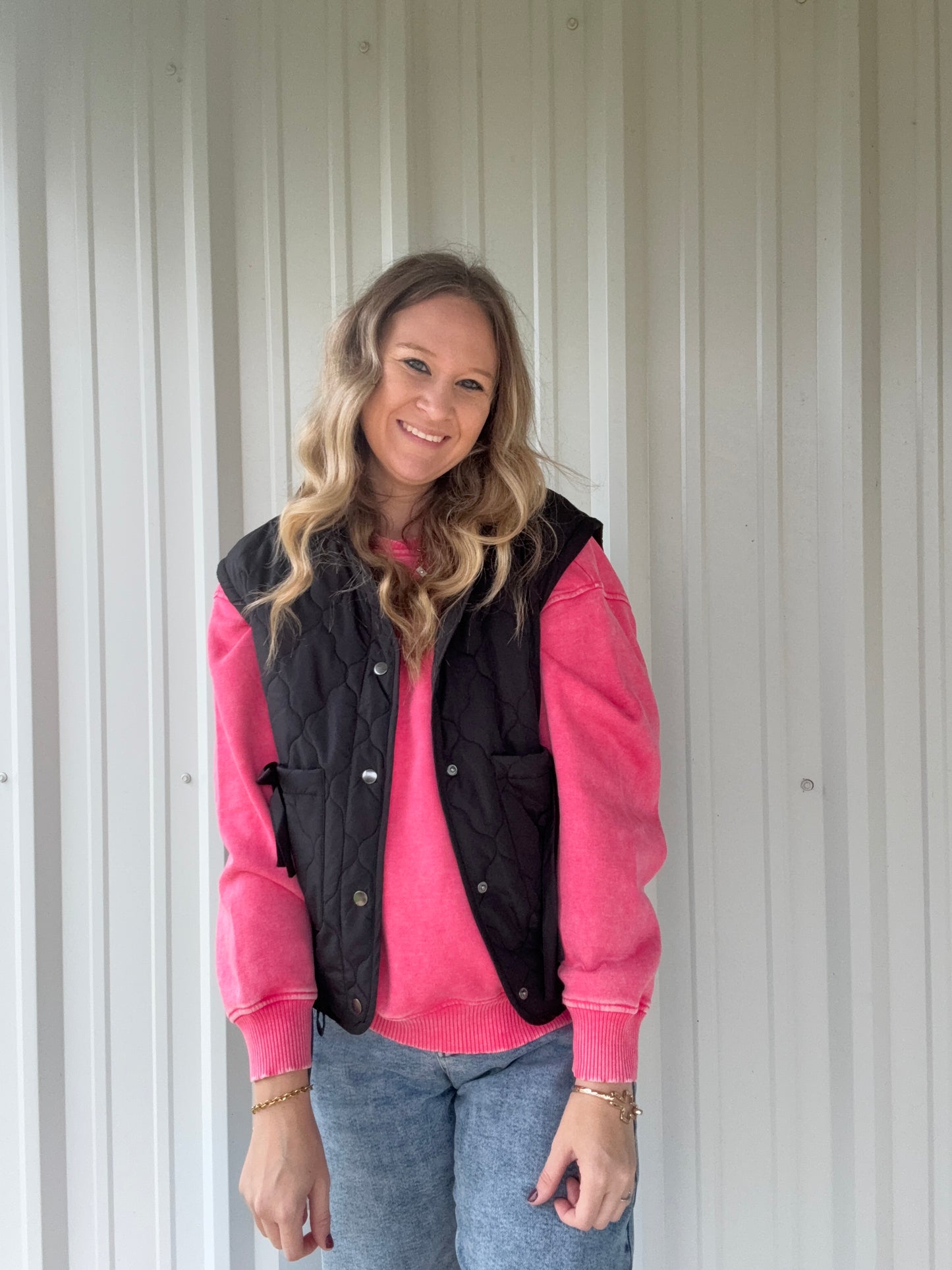 Quilted Black Vest