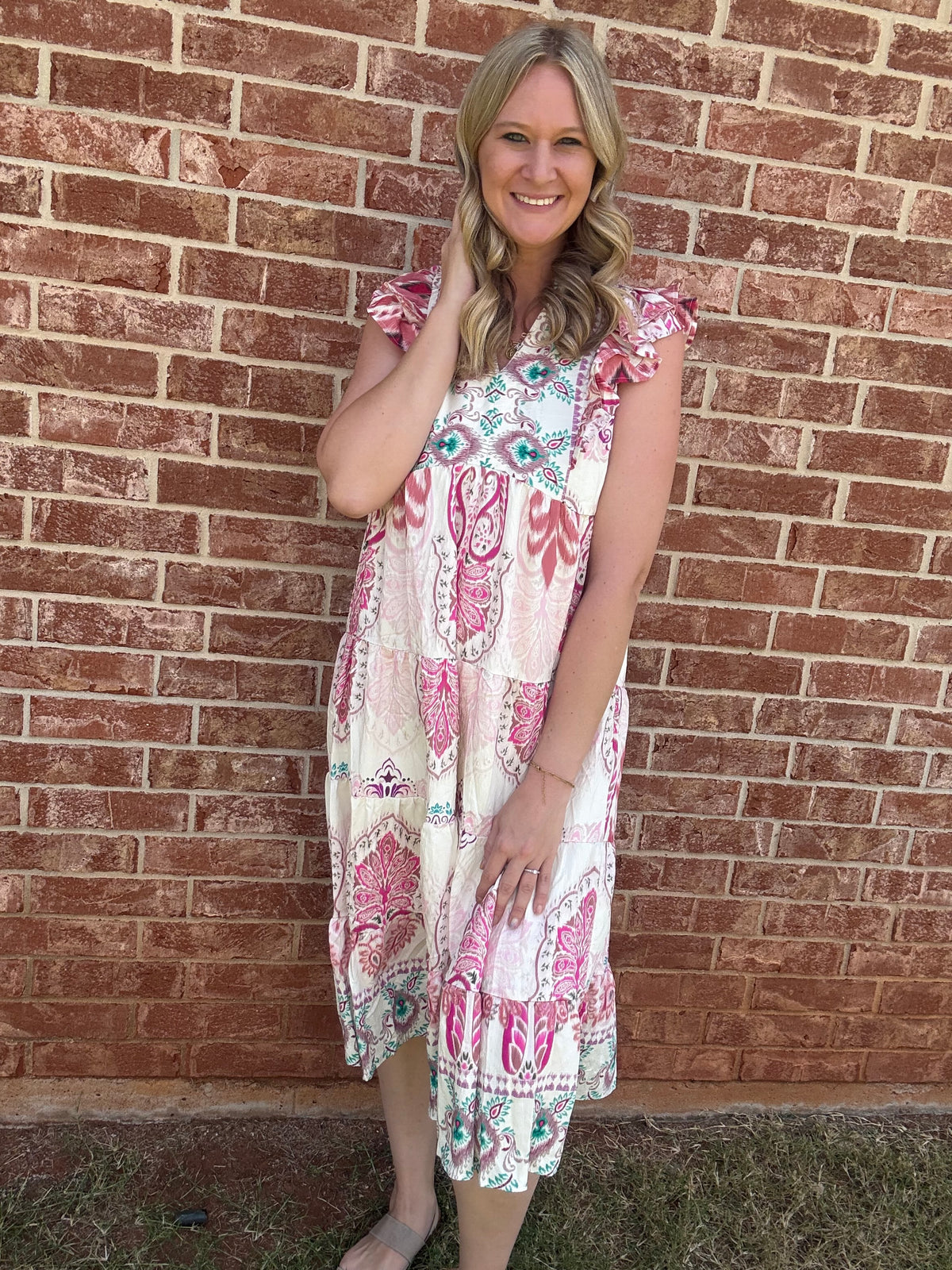 Boho Multi Floral Midi Dress