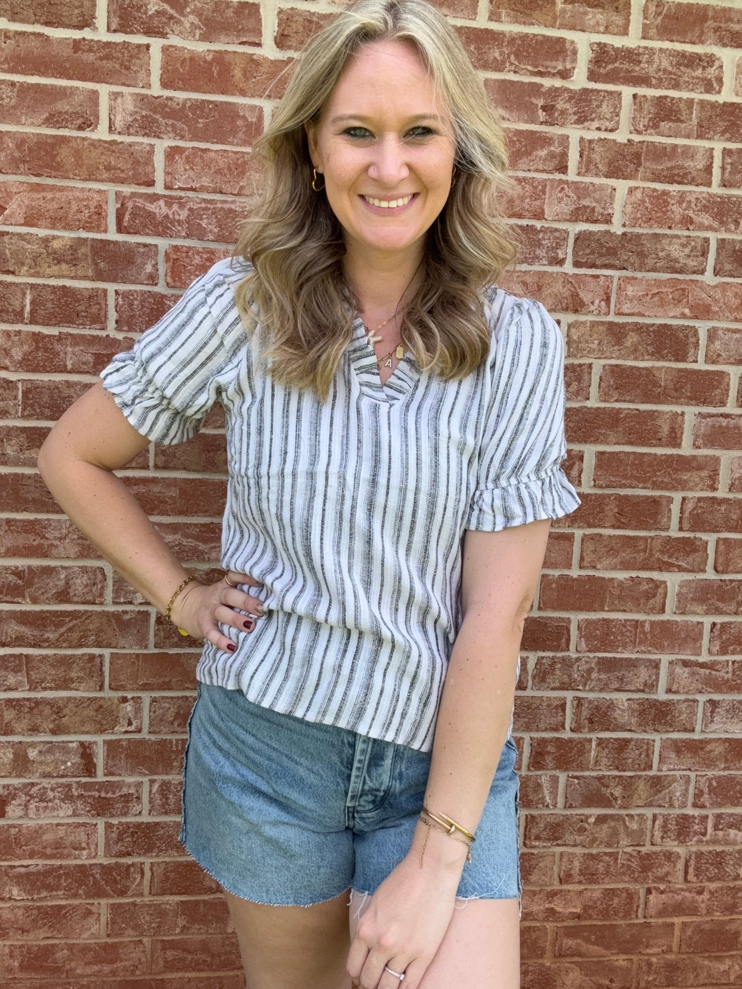 Black Cream ruffle blouse