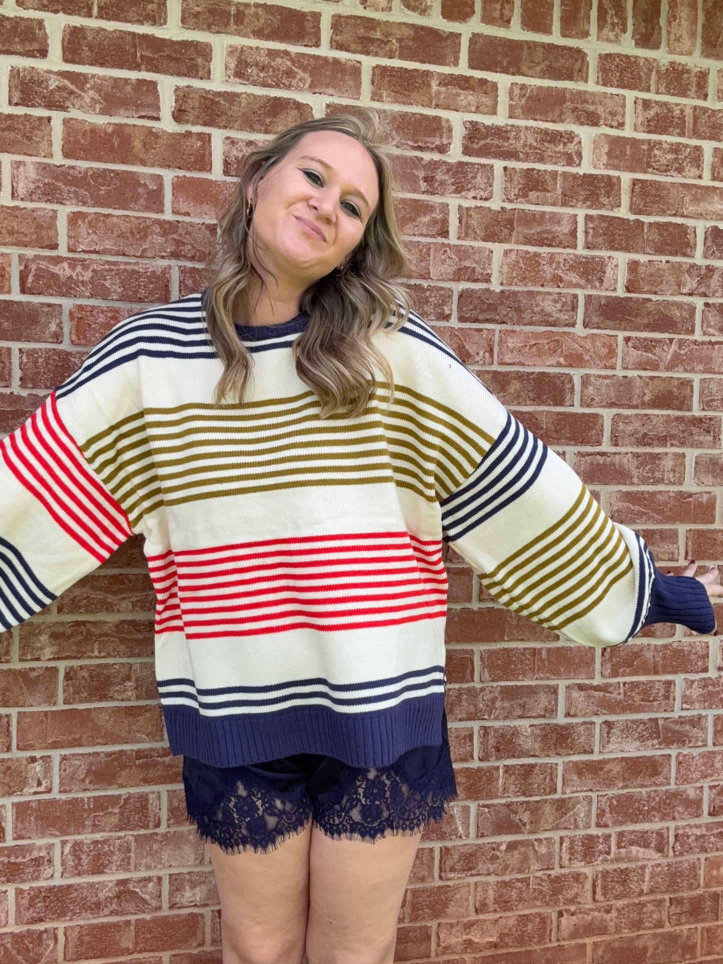 Oversized Multi-striped  Sweater