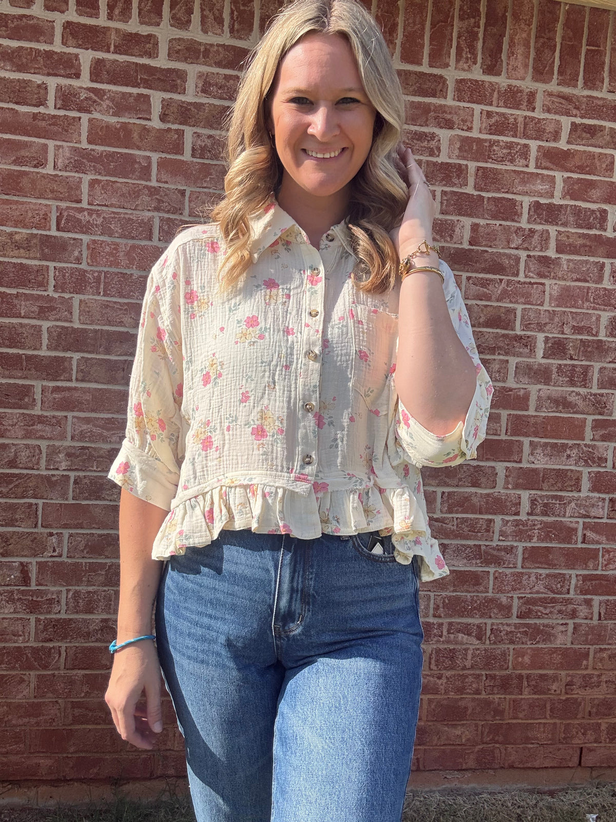 White Floral Babydoll top