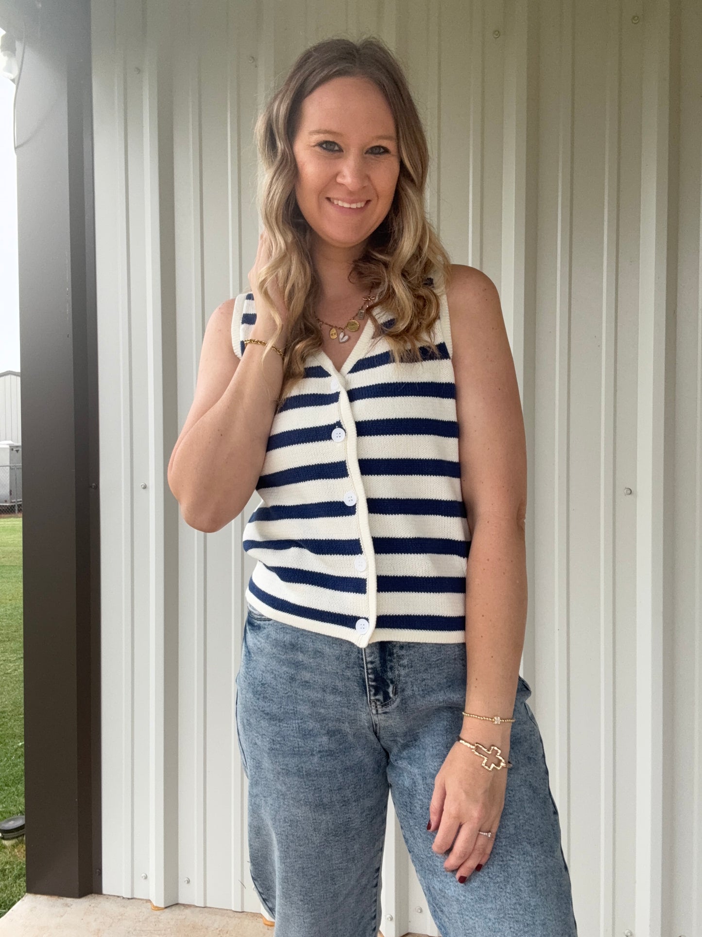 Blue/White Striped Vest