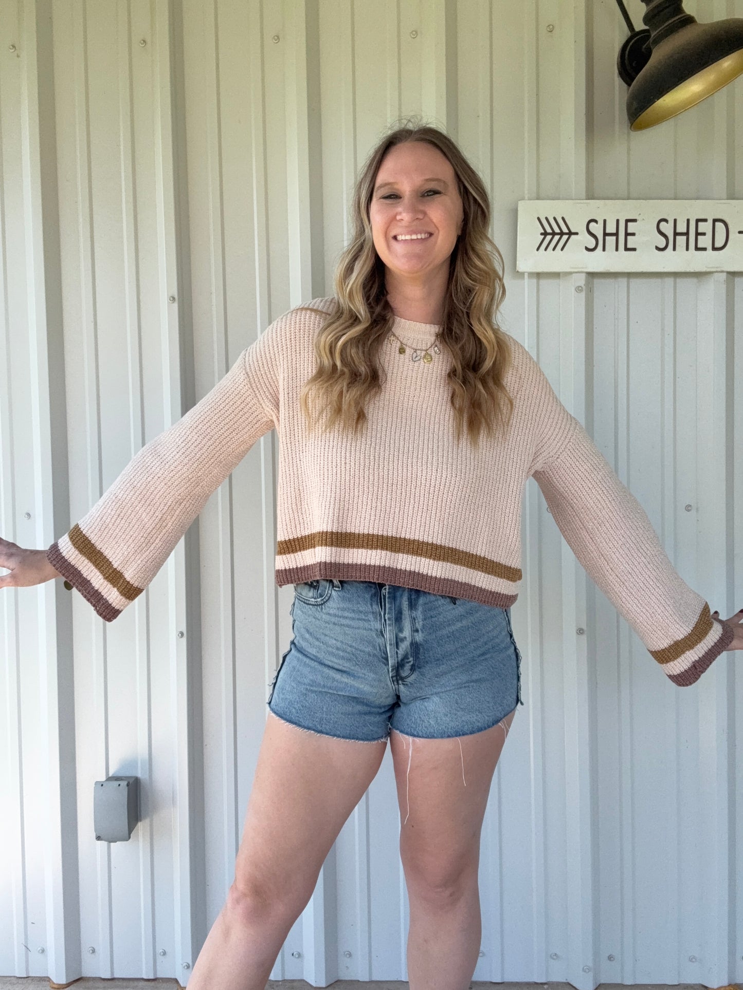 Brown Flare Sleeve Sweater