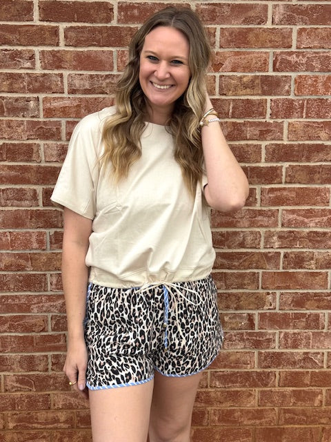 Light Khaki Drawstring Bottom Top