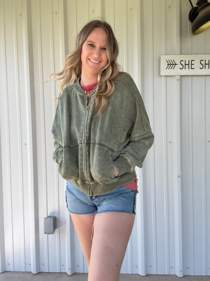 Olive Bomber Jacket