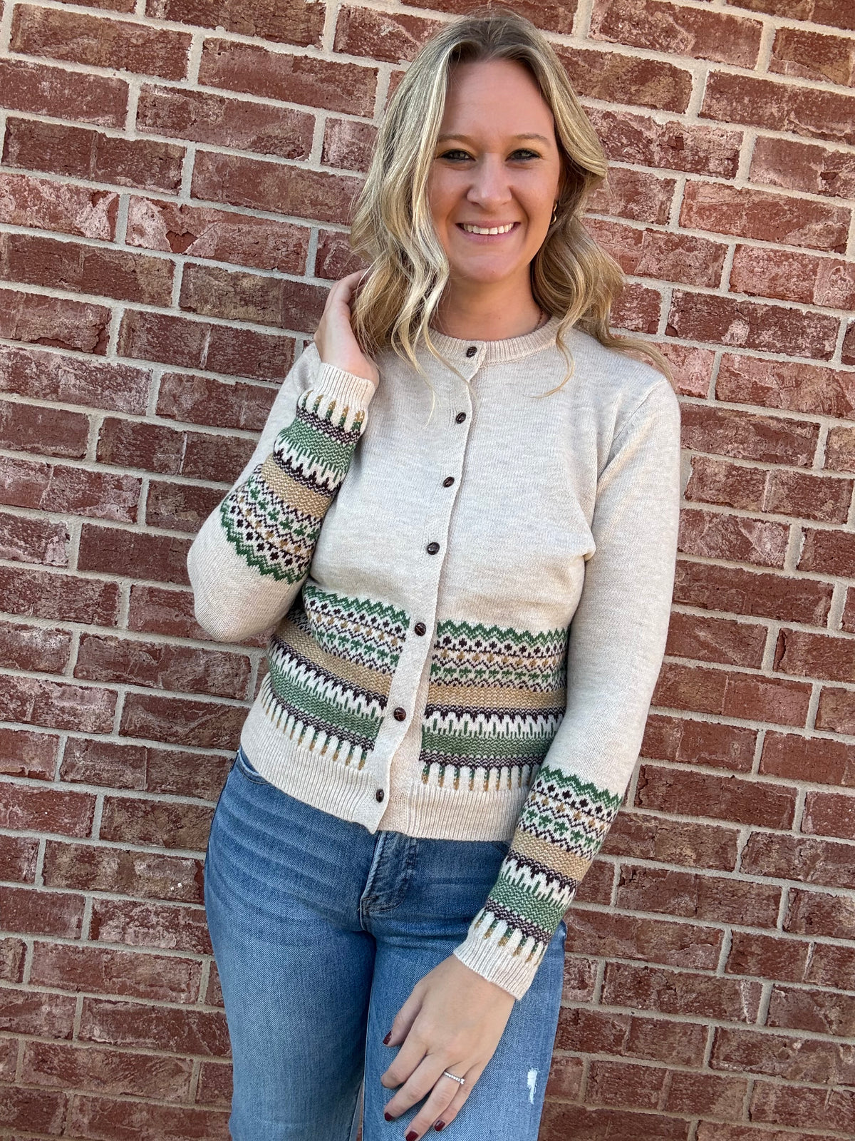 Cream with bottom detail Cardi