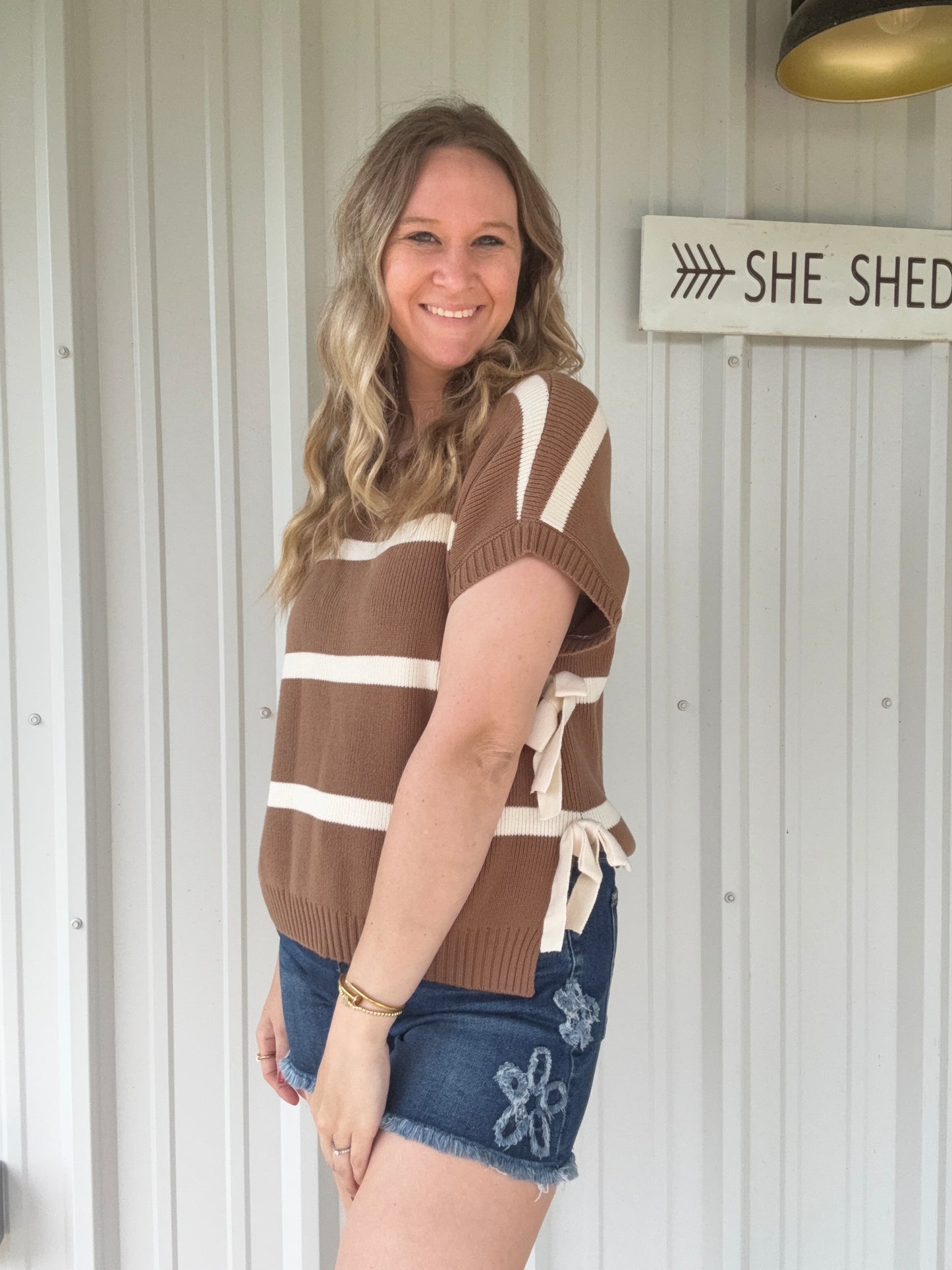 Brown Stripe Side Tie