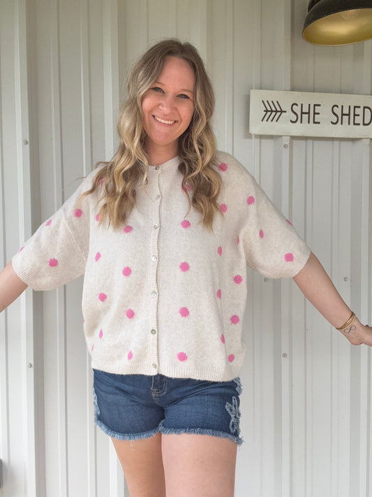 Pink Polka Dot Cardi