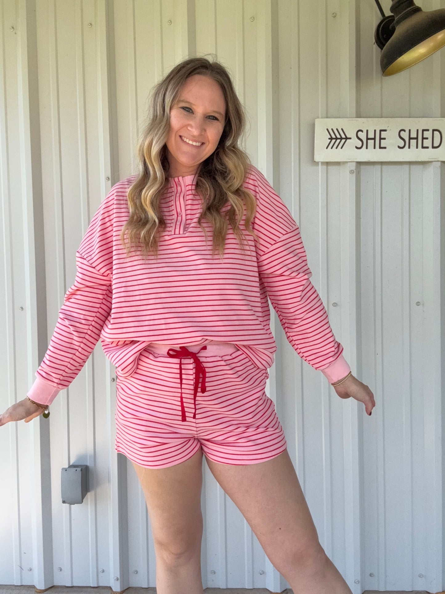 Pink and Red Striped Set