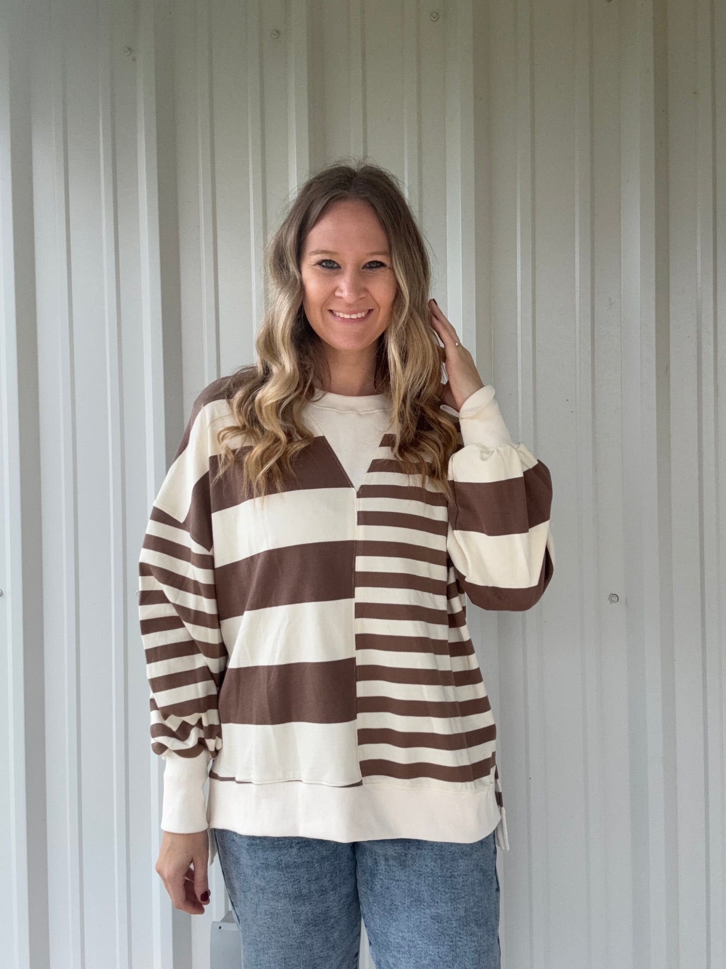 Brown Striped Mix Long Sleeve
