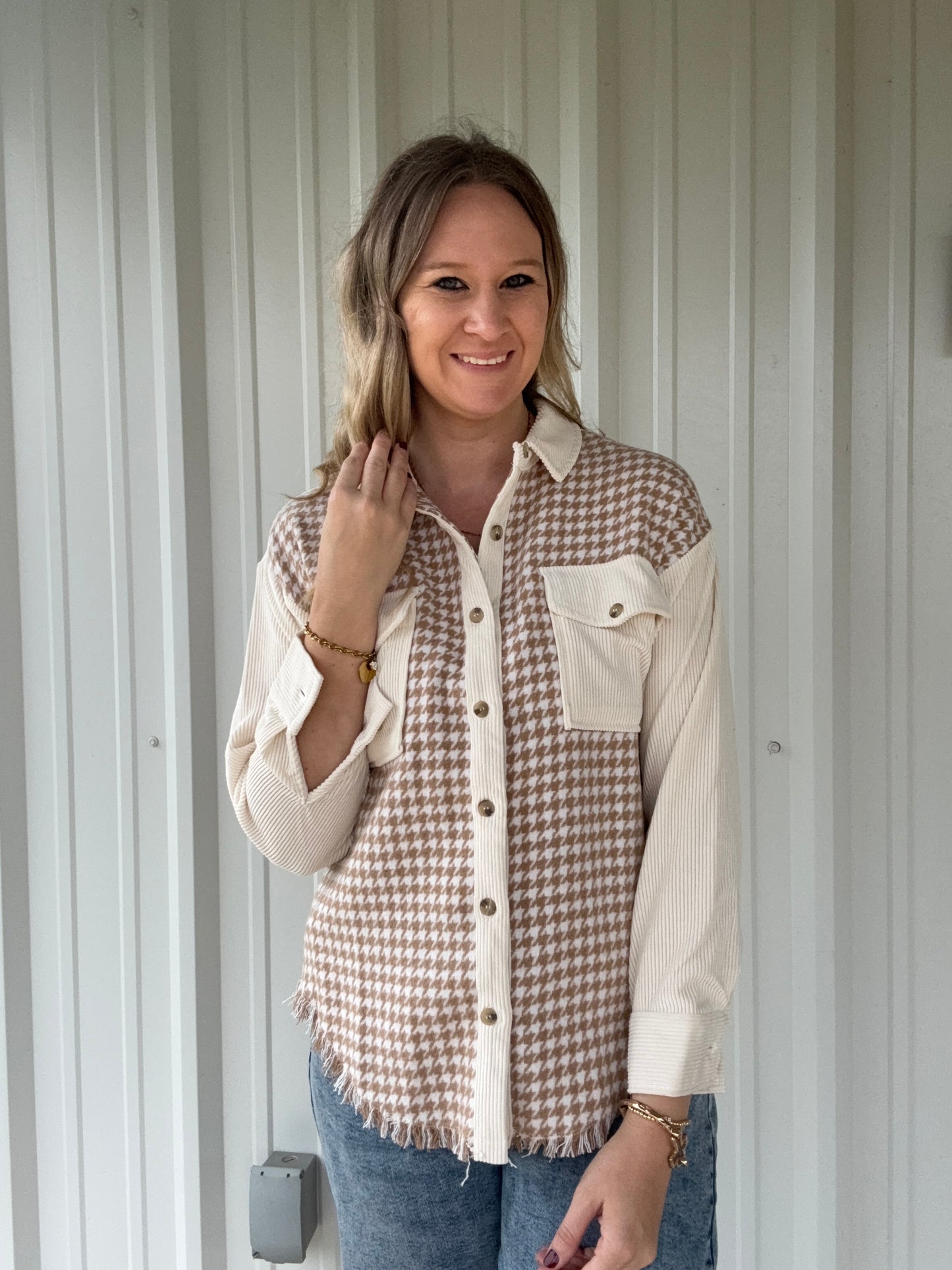 Brown Mixed Design Shacket