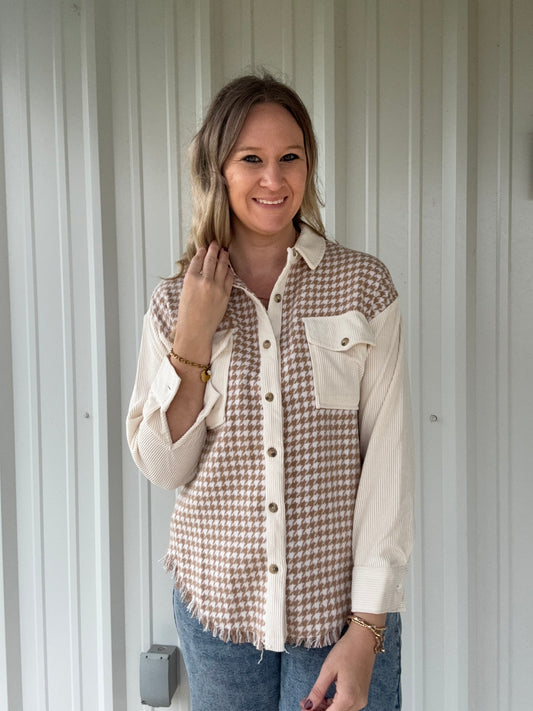 Brown Mixed Design Shacket