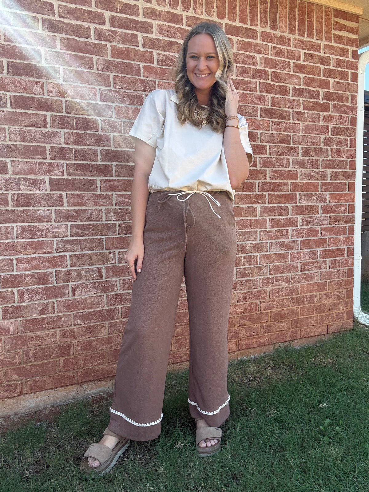 Brown Stitch Detail Sweatpant