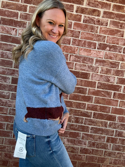 Blue Weiner Dog Cardi