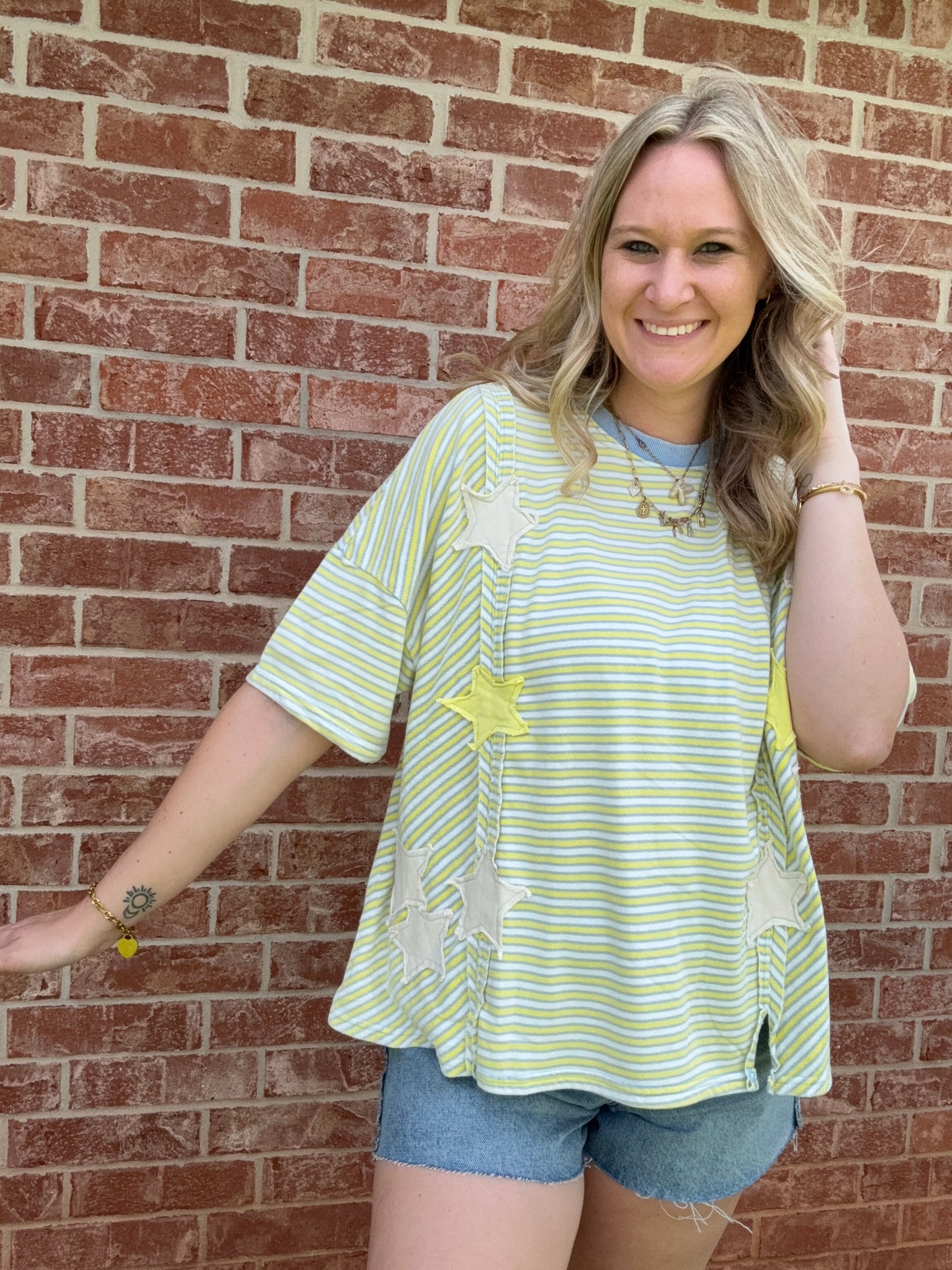 Blue and Yellow Star Top