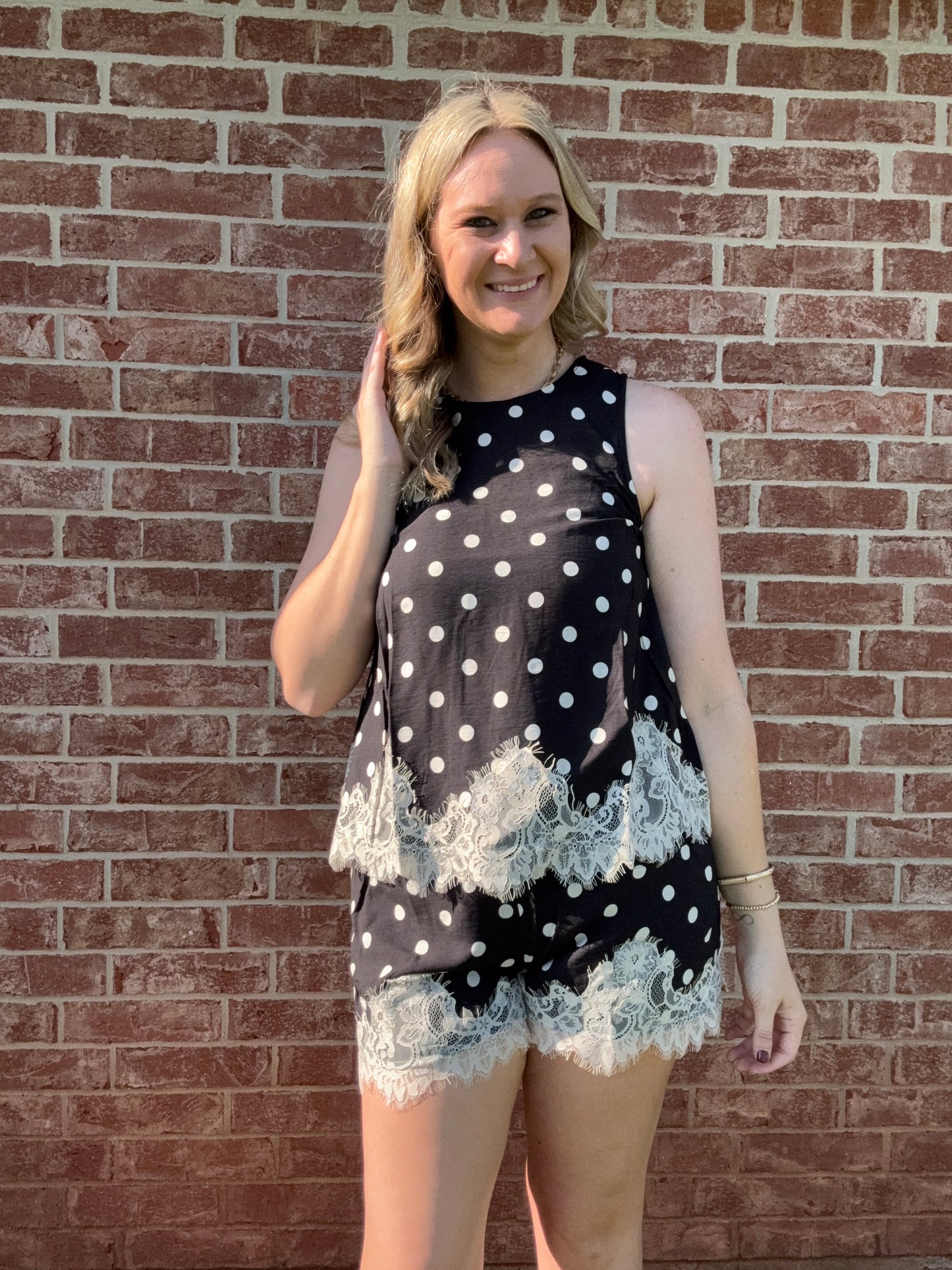 Black Polka Dot Lace Shorts