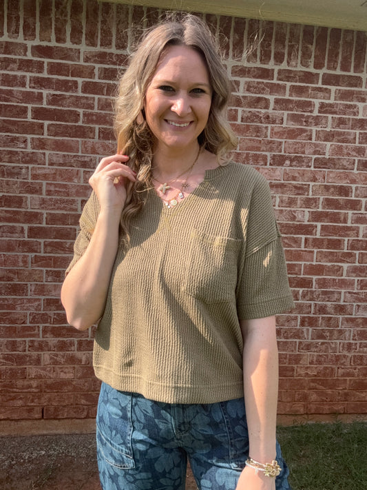 Olive V Split Top