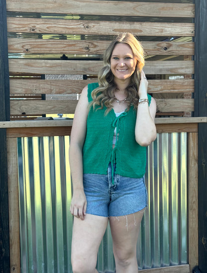 Green Front Tie top