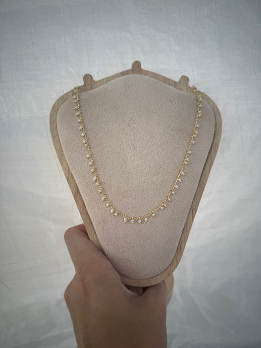 White Bead Layering Necklace