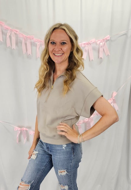 Brown Scuba Half Zip Pullover