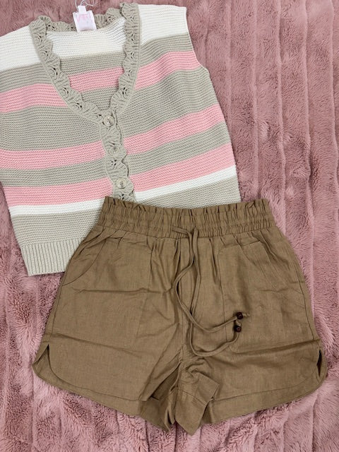 Khaki Linen Shorts