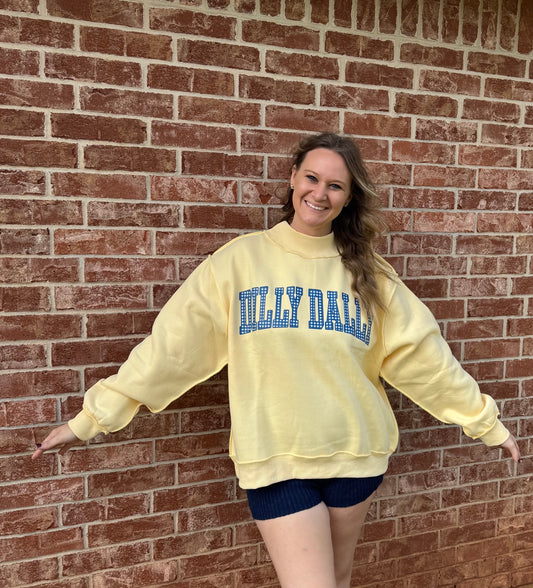 Reversible Dilly Dally/Lolly Gag Mock neck yellow sweatshirt