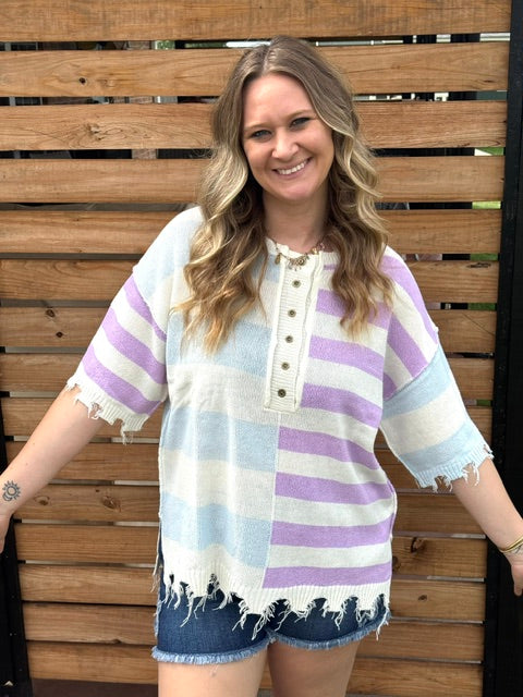 Purple and Blue Raw Edge Top