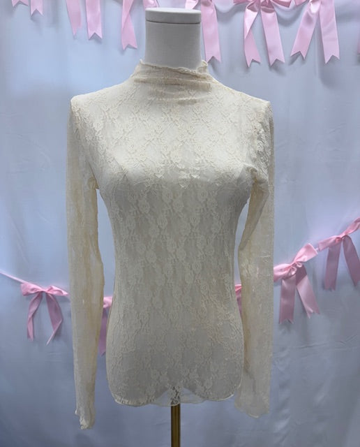 Cream Floral Mesh Top
