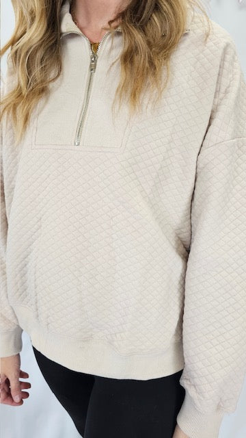 Beige Half Zip Pullover