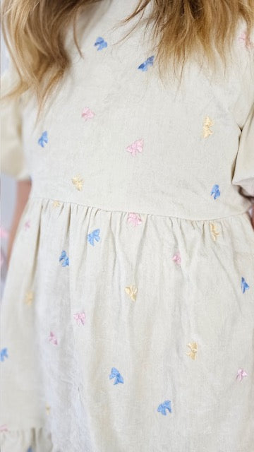 Velvet Ivory Bow Dress