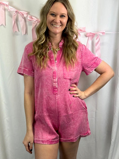 Pink Mineral Wash Romper