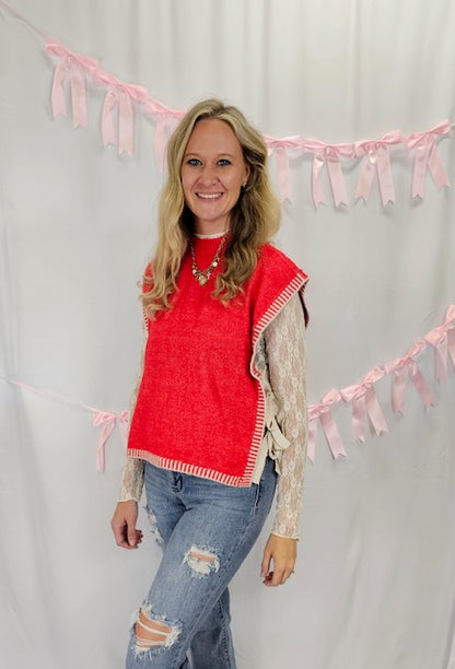 Cream Floral Mesh Top