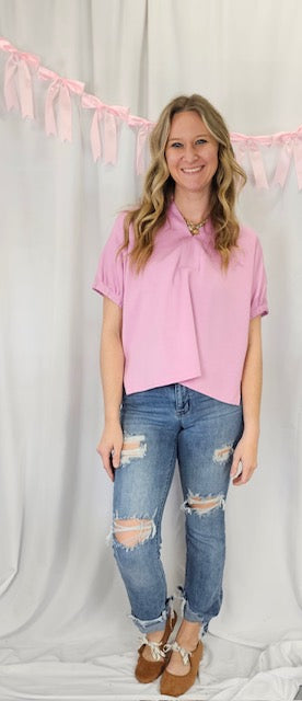 Pink V Neck Top