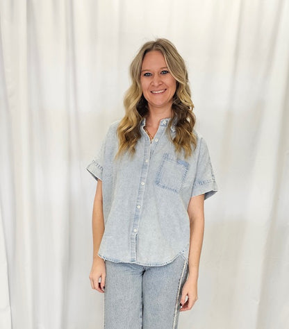 Denim button down shirt